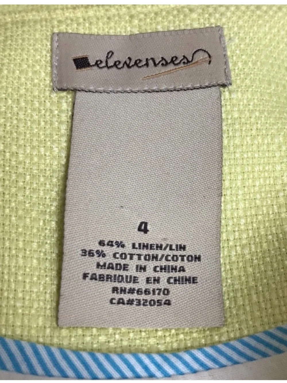 ELEVENSES Anthropologie Jacket Blazer Basketweave Yellow Button Cropped Peplum